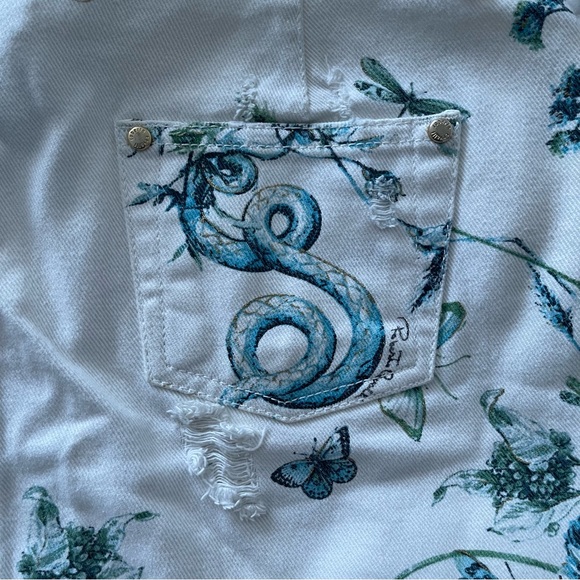 💙🦋Roberto Cavalli denim butterfly printed mini skirt Size L- Rare ! - Picture 5 of 9